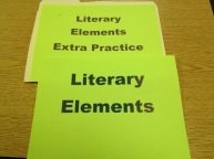 My Literary Elements center sign & Extra Practice folder label